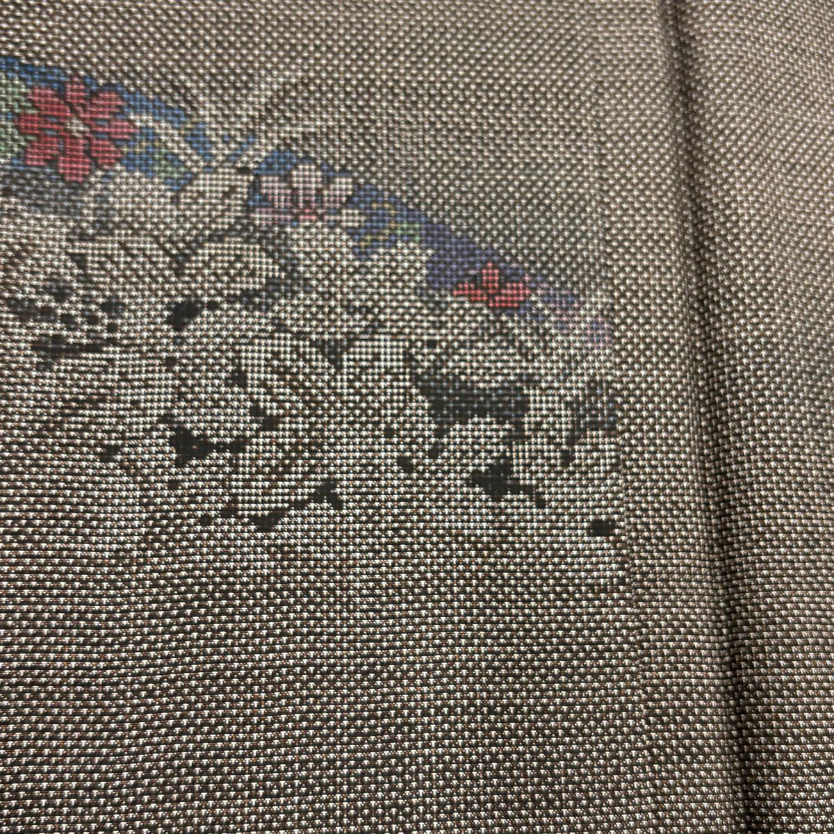 【美品】 紬織 身長161cm 袖長63.5cm S 雙層 草花紋紋 焦茶 純蠶絲 秀品級