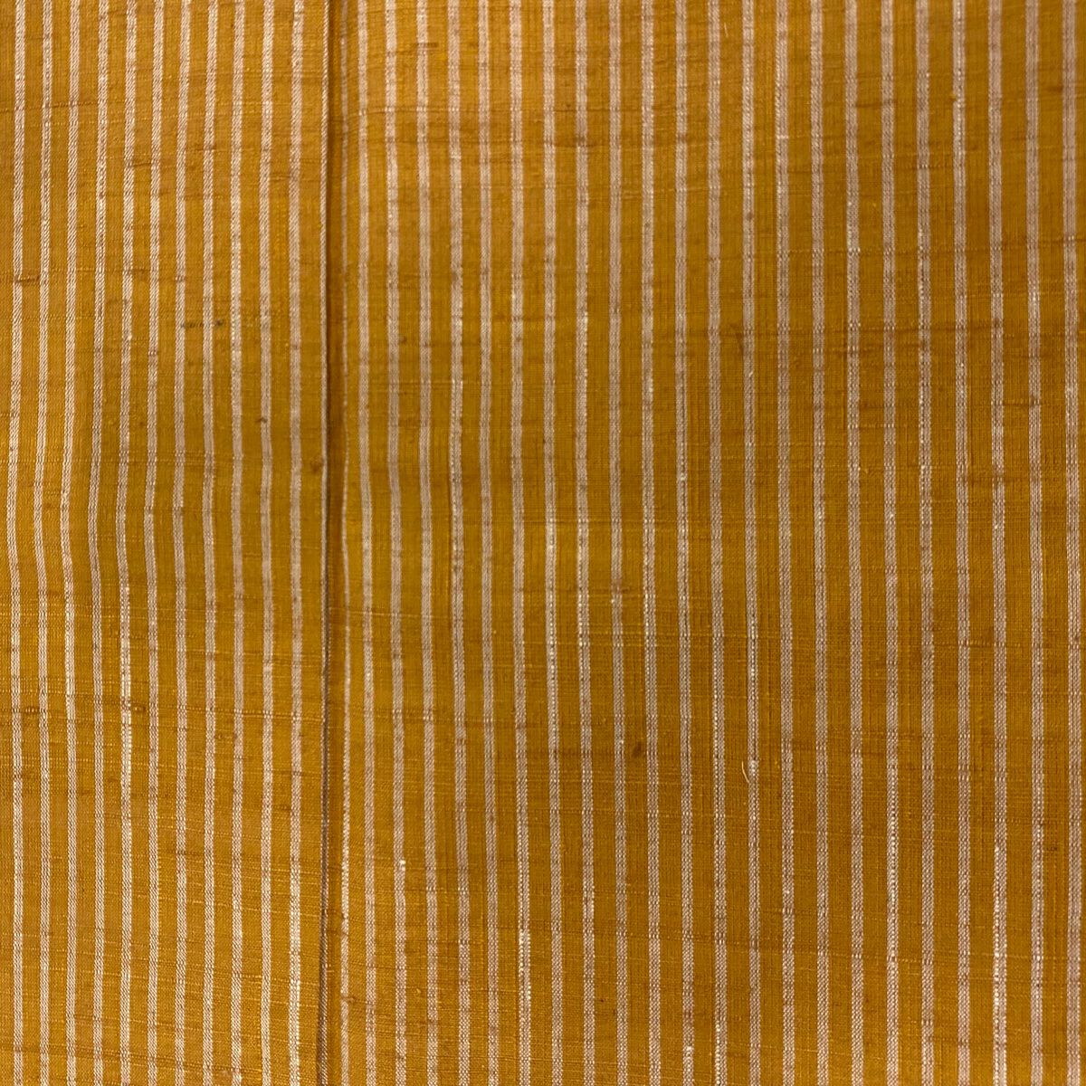 【美品】 紬織 身長162cm 袖長62.5cm S 雙層 縱條紋 橙色 純蠶絲 優品級