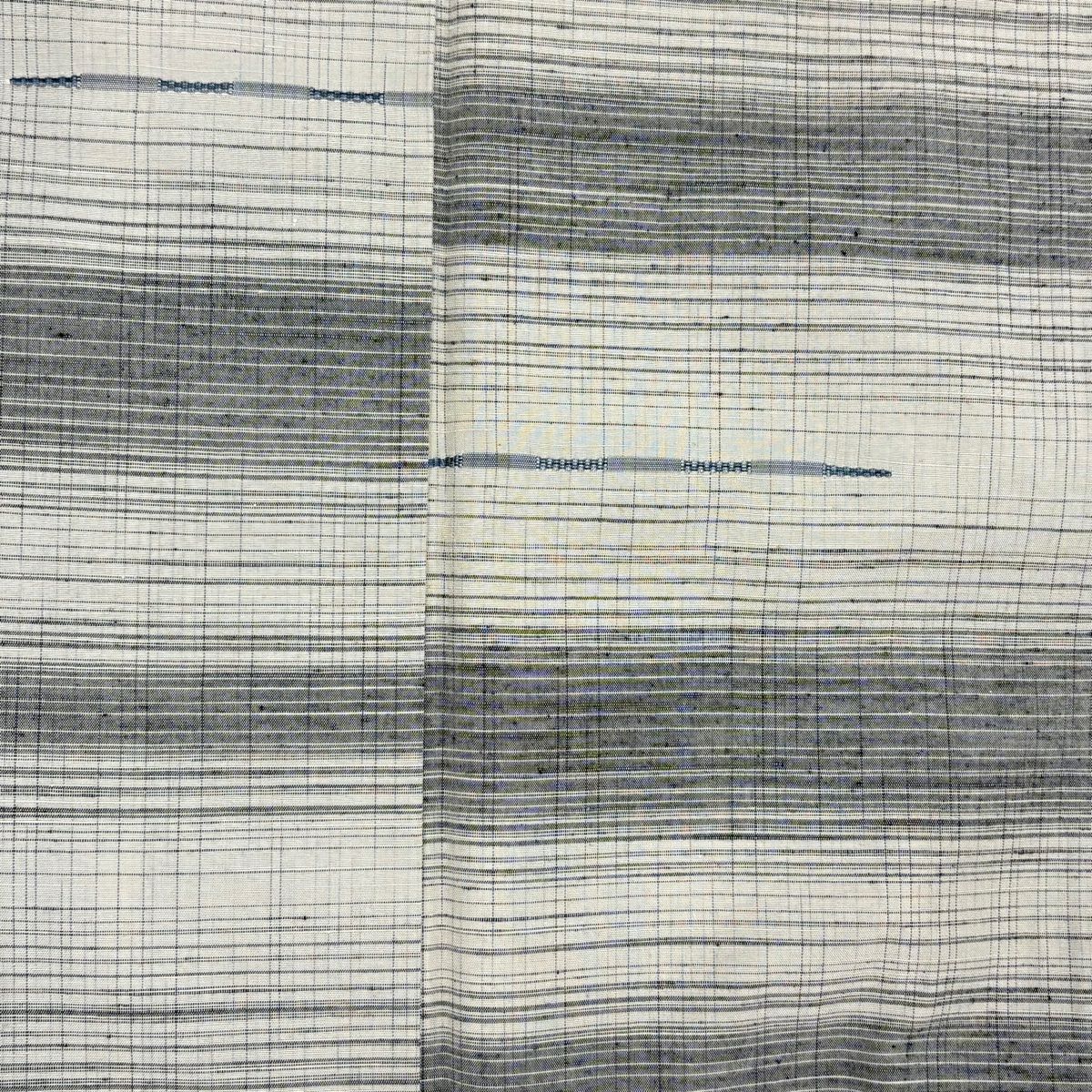 【美品】 紬織 身長155.5cm 袖長62cm S 雙層 證書附帶 段紋 灰色 純蠶絲 優品級