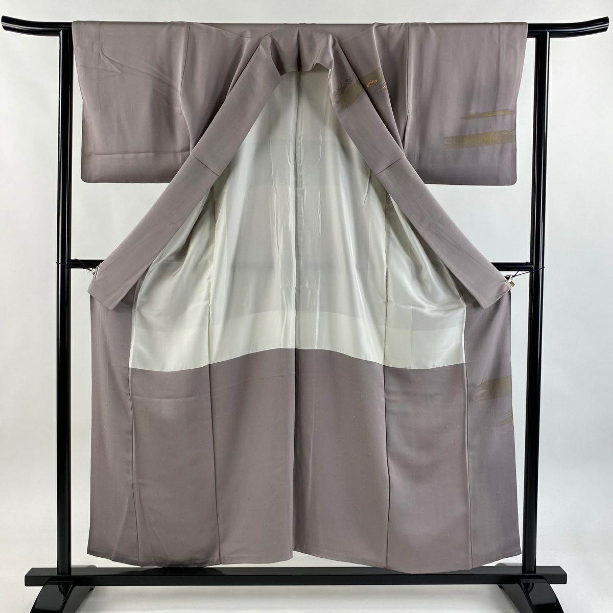 訪問服 身長155cm 袖長61.5cm S 雙層 笠松樹 霞 刺繡 金彩裝飾 灰紫 純蠶絲 秀品級 一つ紋