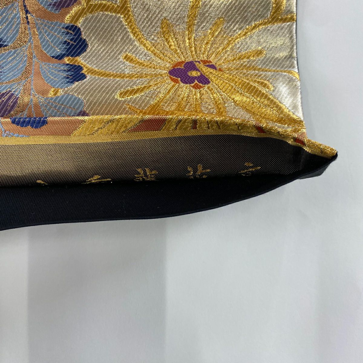 袋帶 秀品級 花 葉紋 金銀線 金金箔 金 六通 純蠶絲