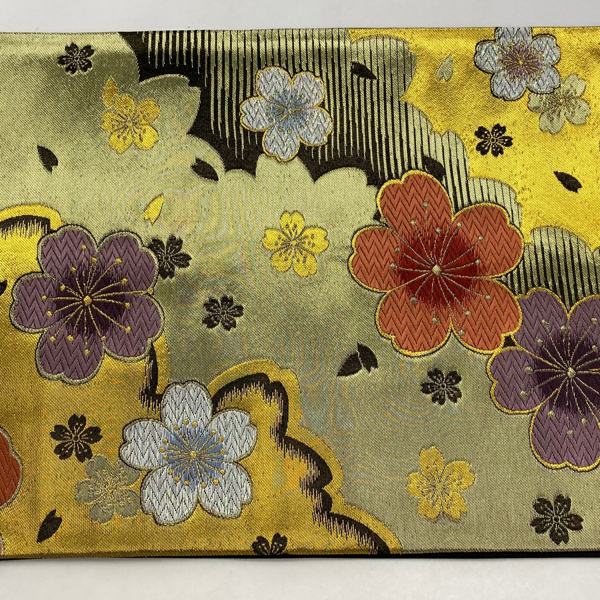 袋帶 秀品級 振袖禮服禮服用 櫻花花瓣 金絲 金金箔 金色 六通 純蠶絲