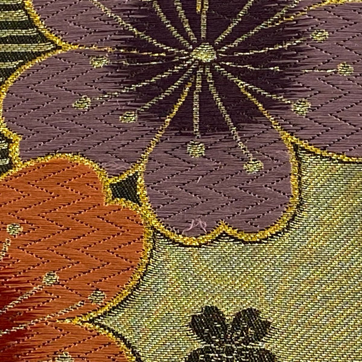 袋帶 秀品級 振袖禮服禮服用 櫻花花瓣 金絲 金金箔 金色 六通 純蠶絲