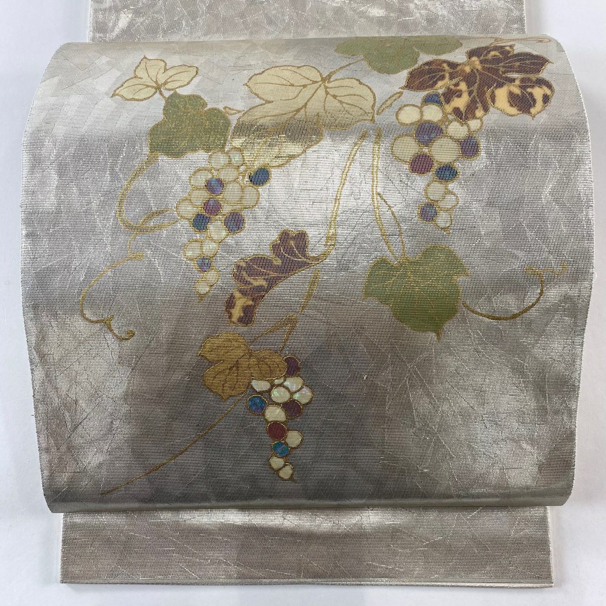 袋帶 秀品級 關西仕立 葡萄 金金箔 金銀彩 大鼓圖案 純蠶絲