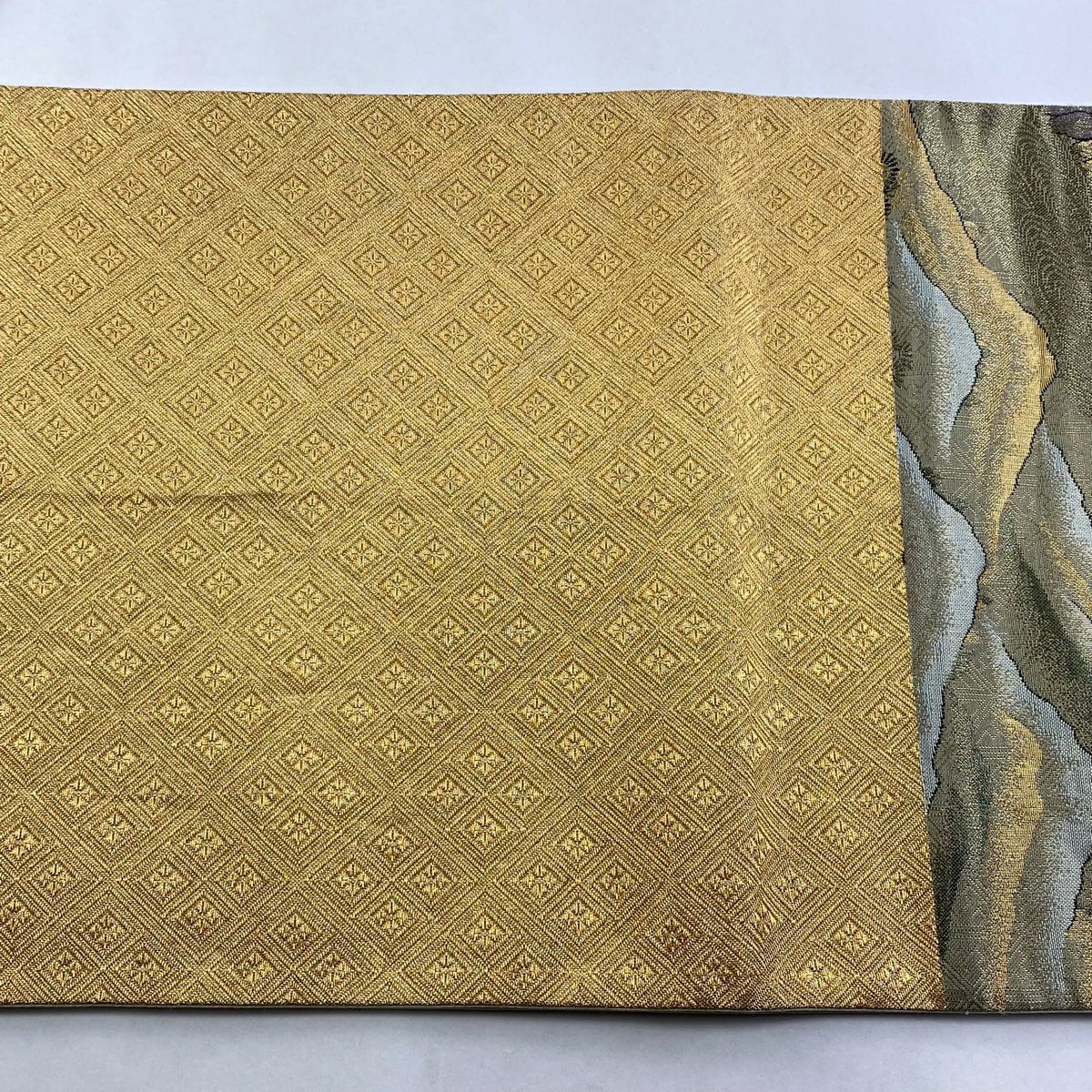 袋帶 秀品級 橋 山並 金絲 金 六通 純蠶絲