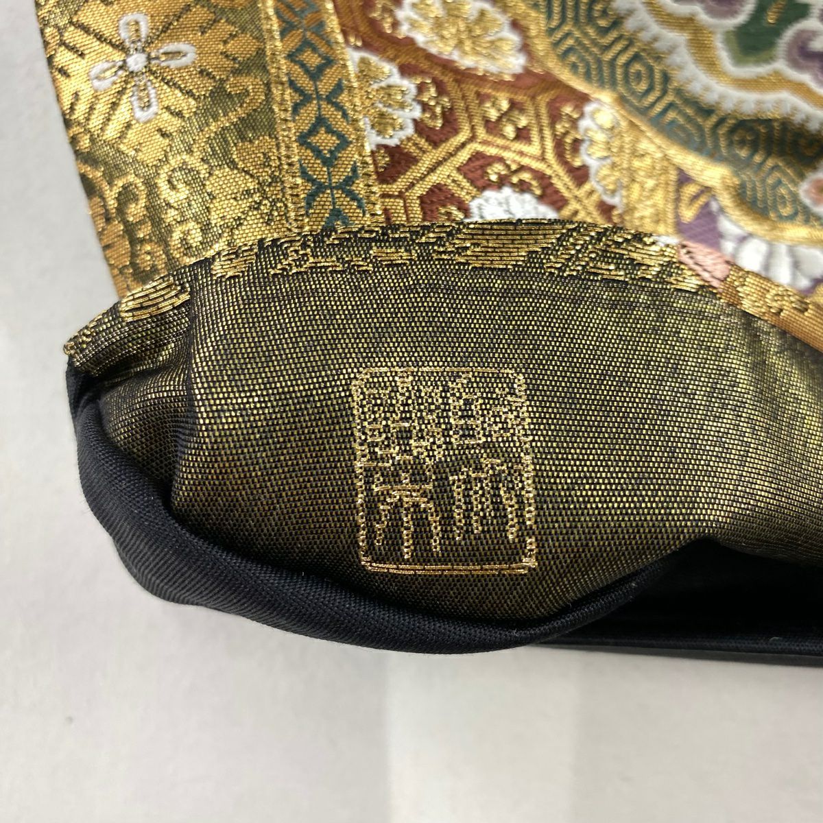 【庫存清倉】 【美品】 袋帶 名品級 じゅらく 有落款 華紋 花鳥 唐織 金絲 金色 六通 純蠶絲