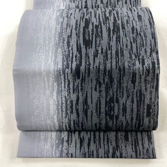 【庫存清倉】 【美品】 袋帶 名品級 幾何學 漸層 灰色 全通 純蠶絲