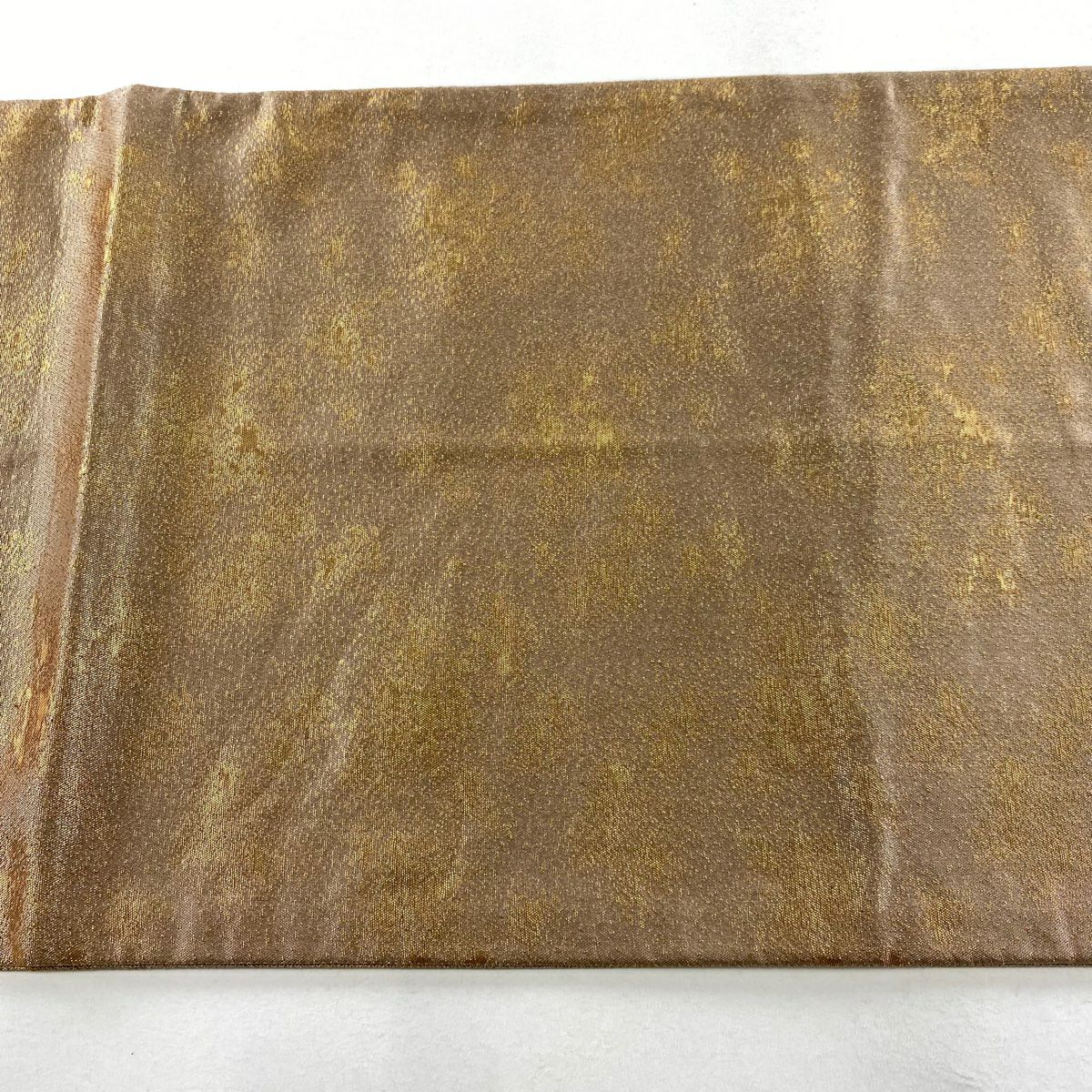 【庫存清倉】 【美品】 袋帶 名品級 附落款 辻花染 銀線 金金箔 淺茶 深色 お太鼓圖案 純蠶絲
