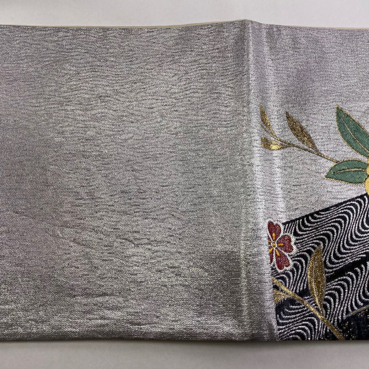 【美品】 袋帶 秀品級 櫻花 流水 金絲 金金箔 銀 純蠶絲
