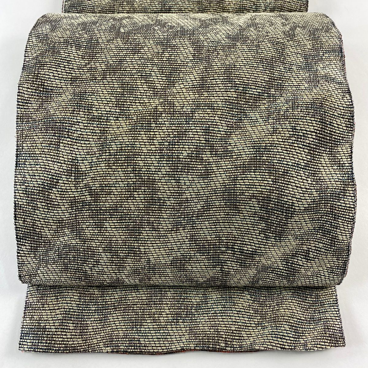 【庫存清倉】 【美品】 袋帶 名品級 縞 金金箔 灰白 全通 純蠶絲
