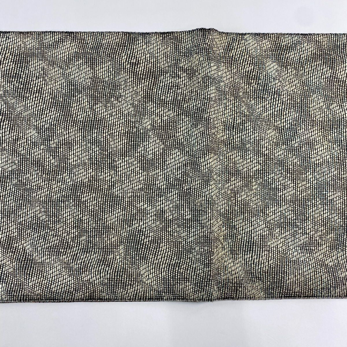 【庫存清倉】 【美品】 袋帶 名品級 縞 金金箔 灰白 全通 純蠶絲