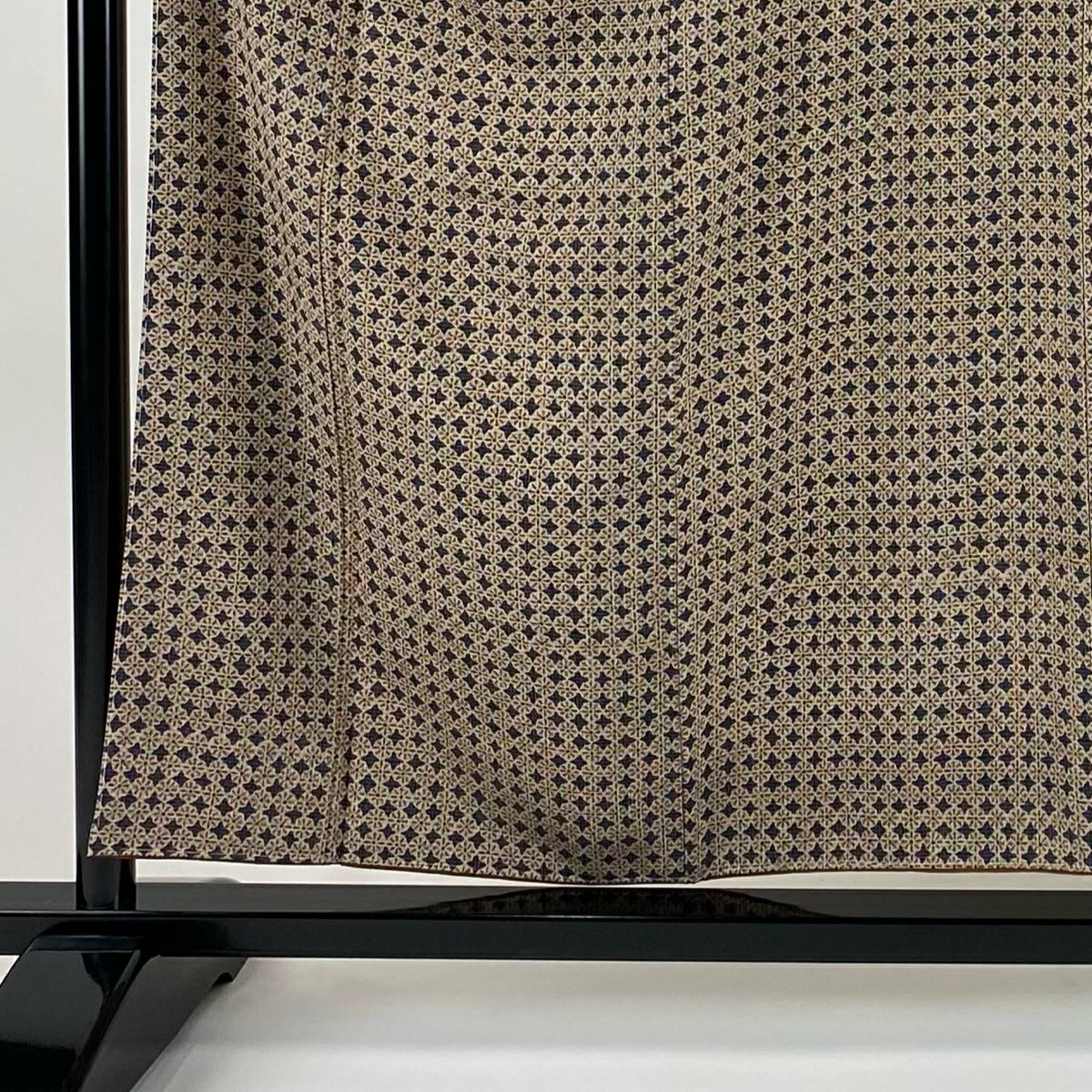 【美品】 小紋 身長156.5cm 袖長63cm S 雙層 花紋 幾何圖案 灰茶 純蠶絲 優品級