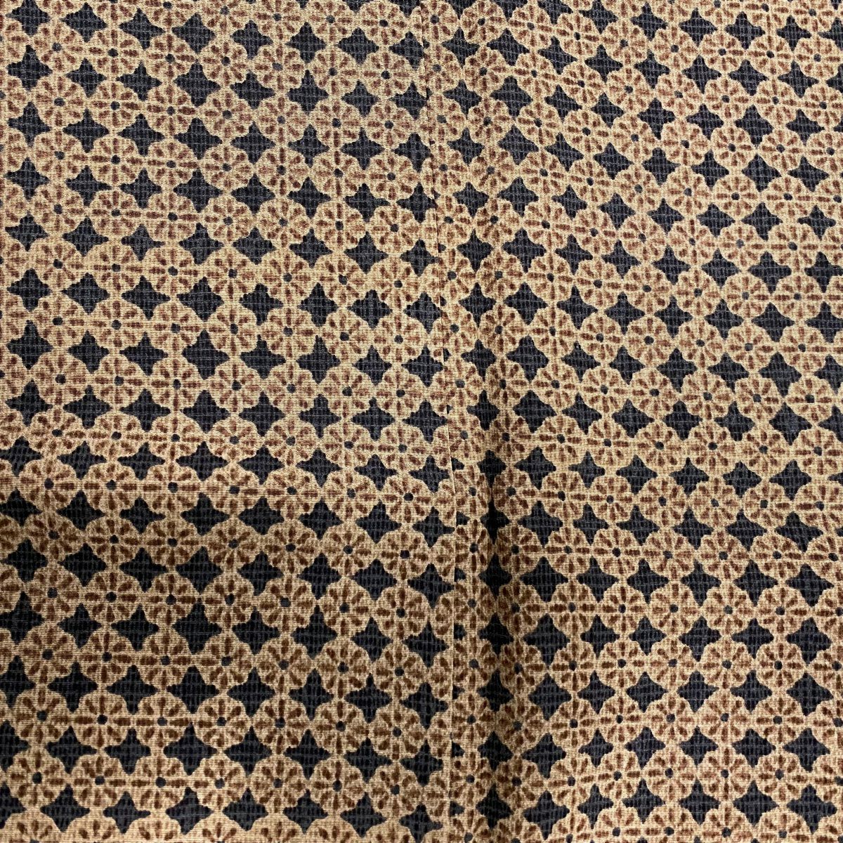 【美品】 小紋 身長156.5cm 袖長63cm S 雙層 花紋 幾何圖案 灰茶 純蠶絲 優品級
