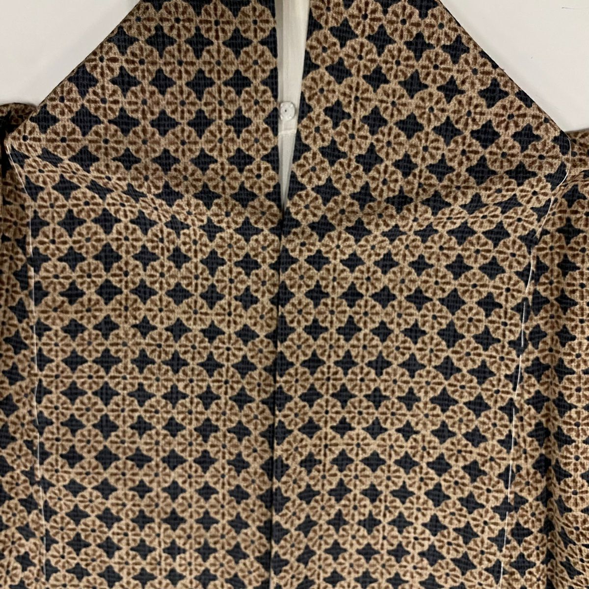 【美品】 小紋 身長156.5cm 袖長63cm S 雙層 花紋 幾何圖案 灰茶 純蠶絲 優品級