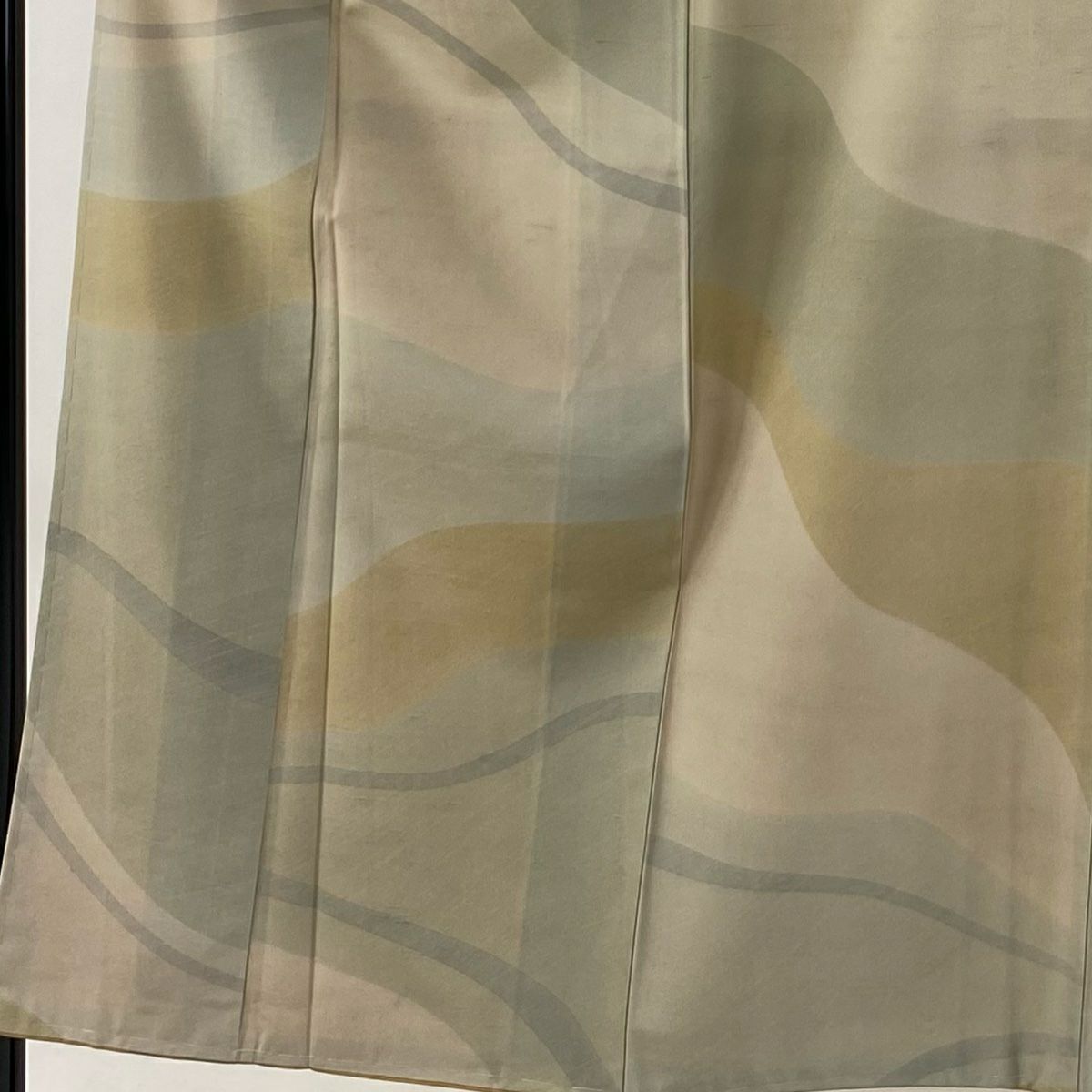 【美品】 小紋 身長152.5cm 袖長62cm S 雙層 紬織織 幾何學 米色 純蠶絲 優品級