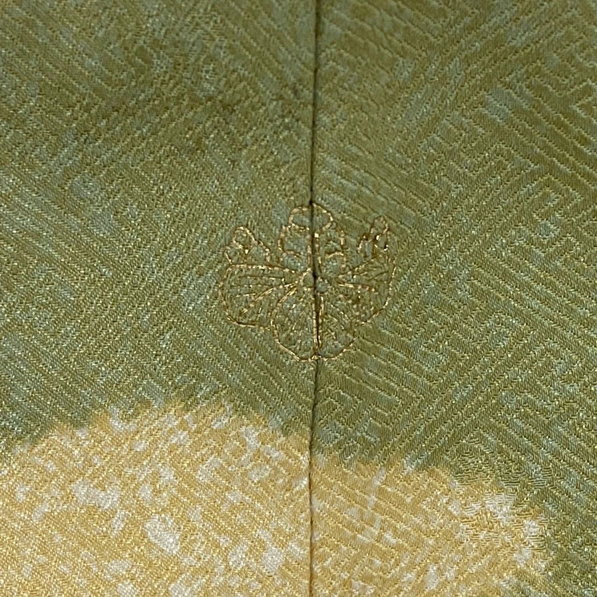 訪問服 身長159.5cm 袖長64cm M 雙層 破れ色紙 草花紋紋 金彩裝飾 刺繡 淺橙色 純蠶絲 秀品級 一つ紋