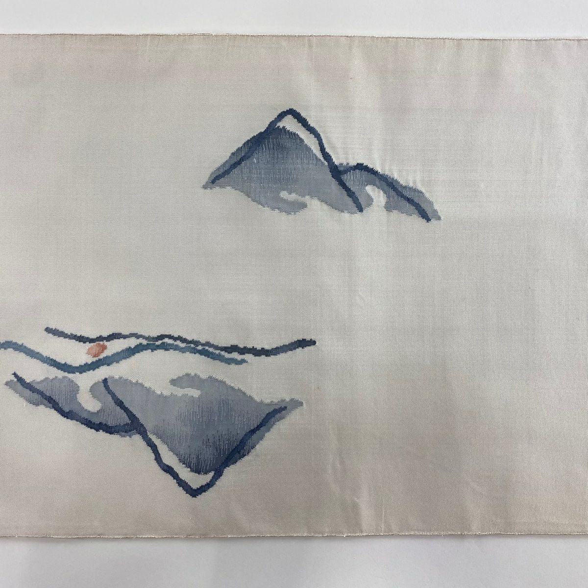 袋帶 秀品級 紬織織 關西仕立 山並 波 奶油色 大鼓圖案 純蠶絲