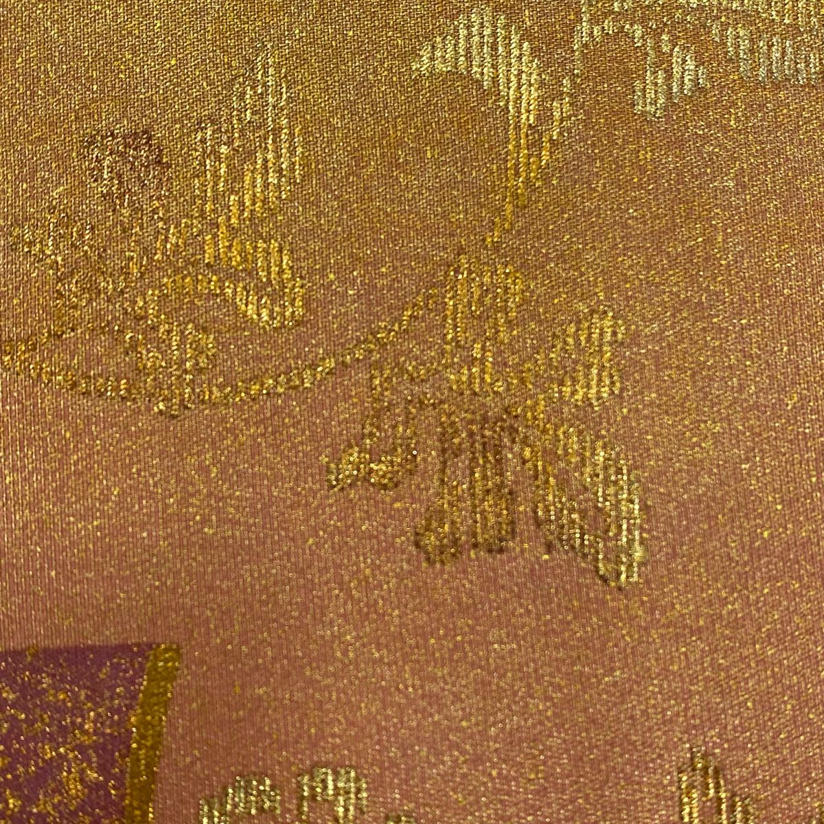 袋帶 秀品級 秋草 霞 金銀彩 刺繡 紅茶 お太鼓柄 純蠶絲