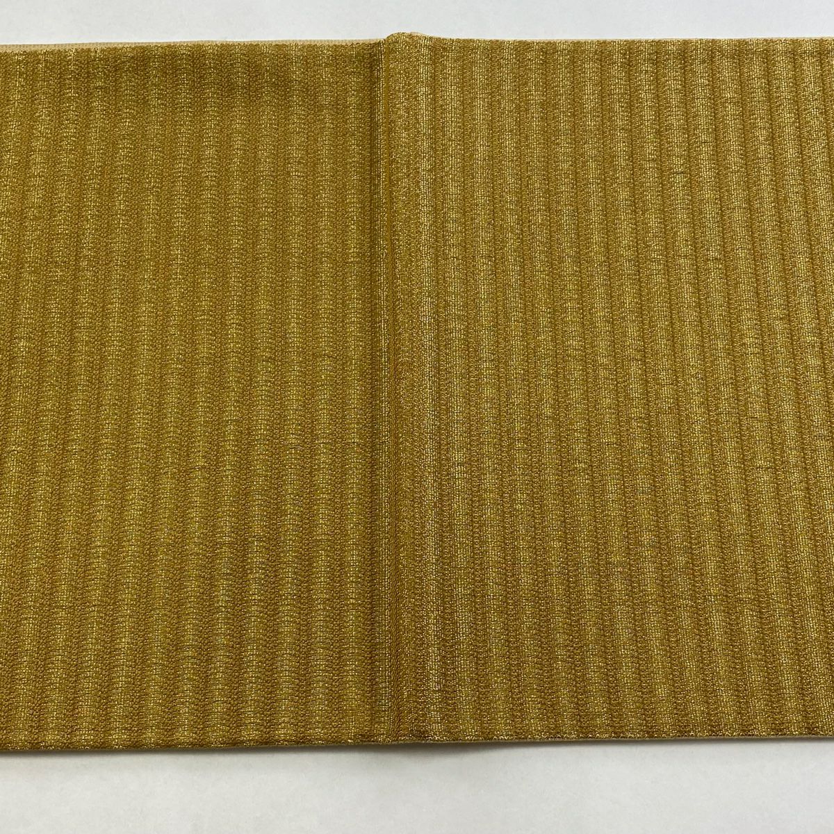 【美品】 袋帶 秀品級 縞 金銀彩 黃土 茶色 お太鼓圖案 純蠶絲