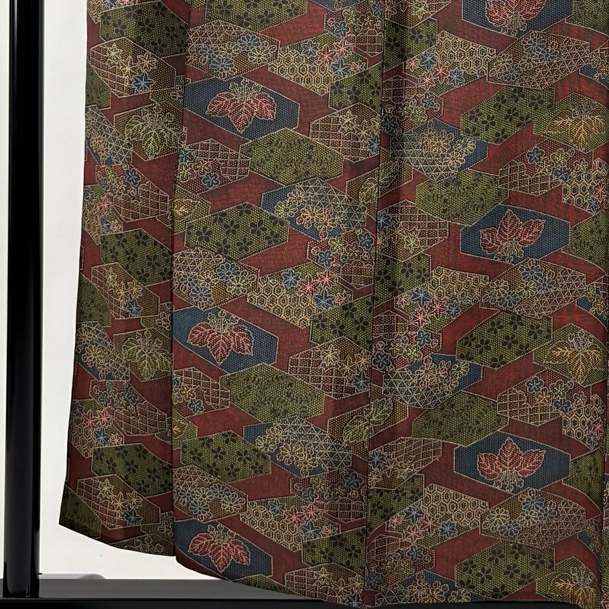 【美品】 小紋 身長157.5cm 袖長63.5cm S 單層 紬織織 桐 梅花 紅茶 純蠶絲 優品級