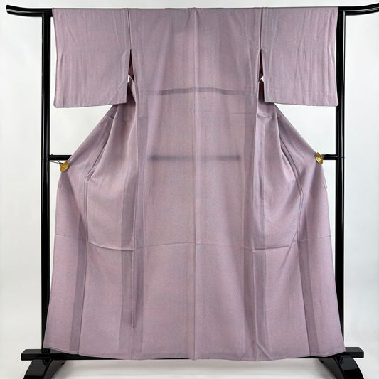 【美品】 小紋 身長160cm 袖長63cm S 單層 幾何學 薄紫 純蠶絲 優品級