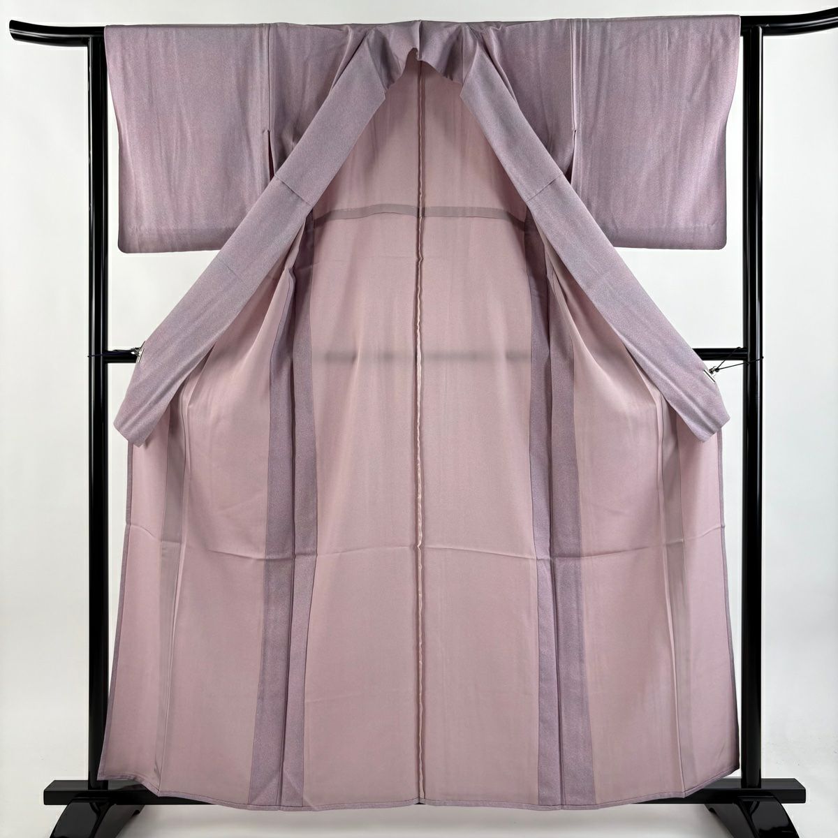 【美品】 小紋 身長160cm 袖長63cm S 單層 幾何學 薄紫 純蠶絲 優品級