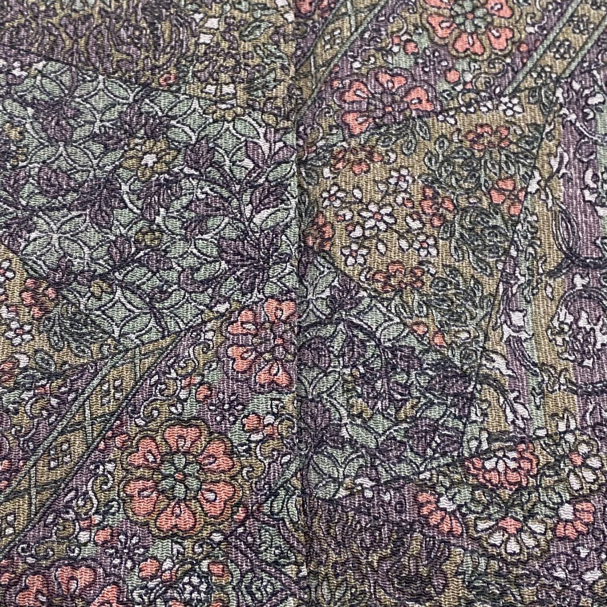 【美品】 小紋 身長151cm 袖長62cm S 雙層 寄せ柄 草花紋紋 絞織 灰紫 純蠶絲 優品級