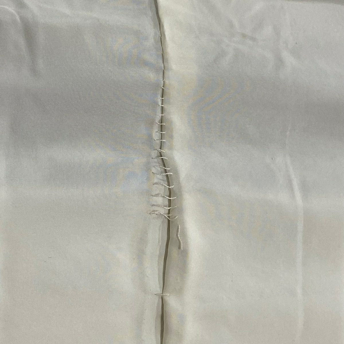 小紋 身長161cm 袖長65cm M 雙層 家屋 樹木 縮緬 青灰 純蠶絲 優品級