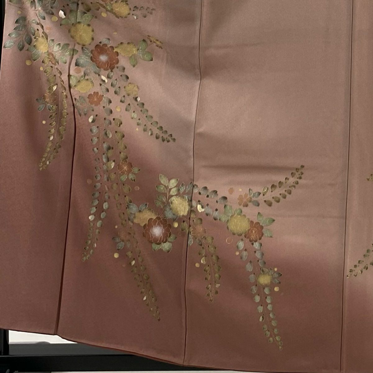 付下 身長161cm 袖長63.5cm S 雙層 草花紋紋 金銀彩 漸層 淺紫 純蠶絲 優品級