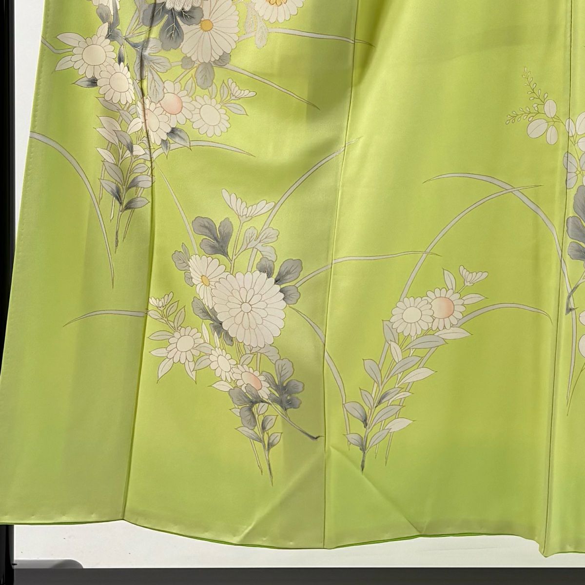訪問服 身長153cm 袖長63cm S 雙層 菊花 刺繡 金線 淺綠 純蠶絲 優品級