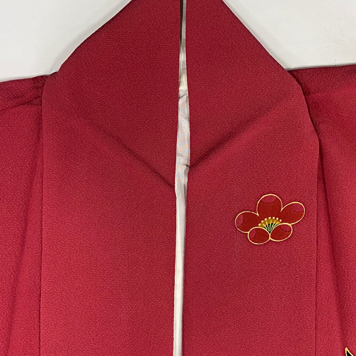 【美品】振袖禮服 身長162cm 袖長68.5cm L 雙層 草花紋紋 蝶圖案 漸層 深粉紅 純蠶絲 名品級