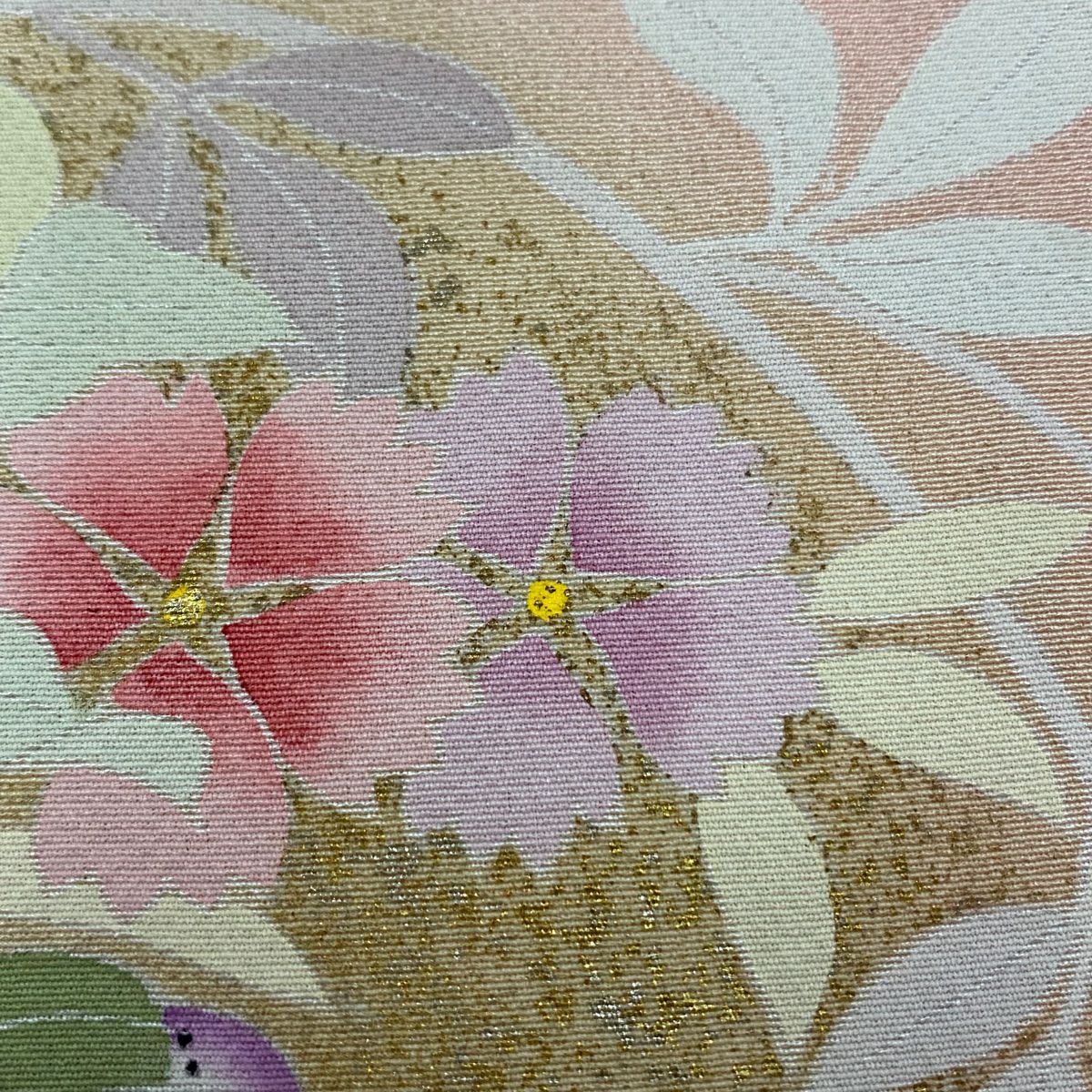 訪問服 身長159cm 袖長63cm S 雙層 花籠 菊花 金銀彩 粉紅 純蠶絲 名品級