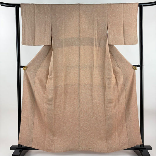 【庫存清倉】 小紋 身長157.5cm 袖長61.5cm S 雙層 松樹井青青 落款有 幾何學 粉紅 純蠶絲 名品級 一個紋