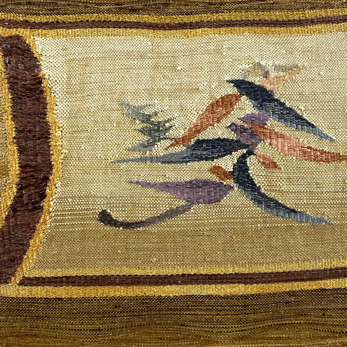 【美品】名古屋帶 優品級 八寸名古屋帶 大和 葉紋 縞紋 金絲 黃土色 純蠶絲