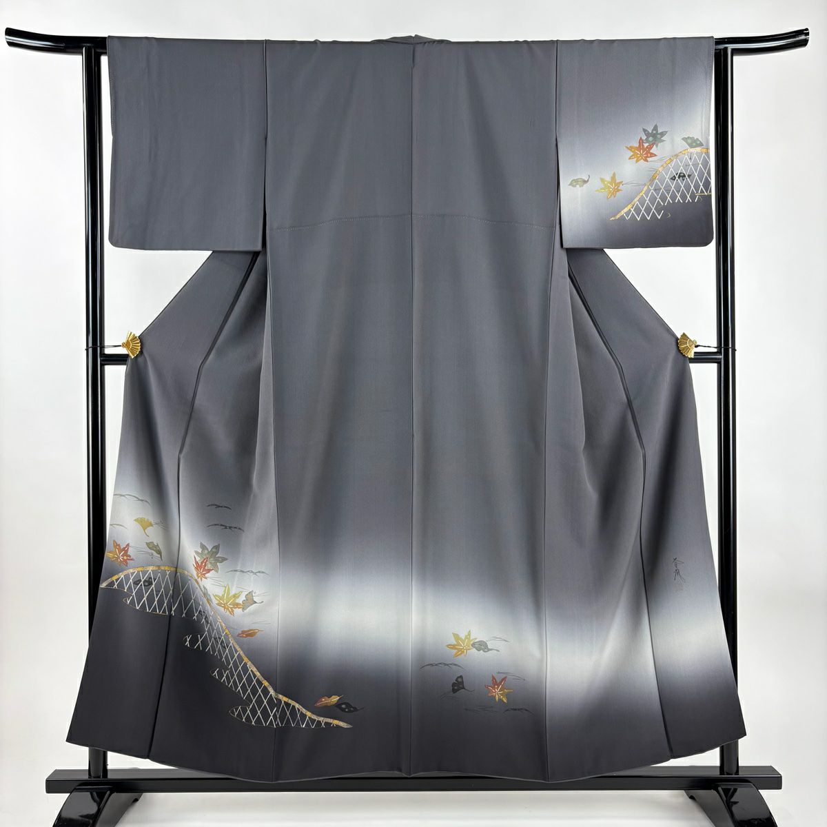 付下 身長154.5cm 袖長63cm S 雙層 落款有 吹寄 校閲垣 漸層 金銀彩 灰色 純蠶絲 優品級