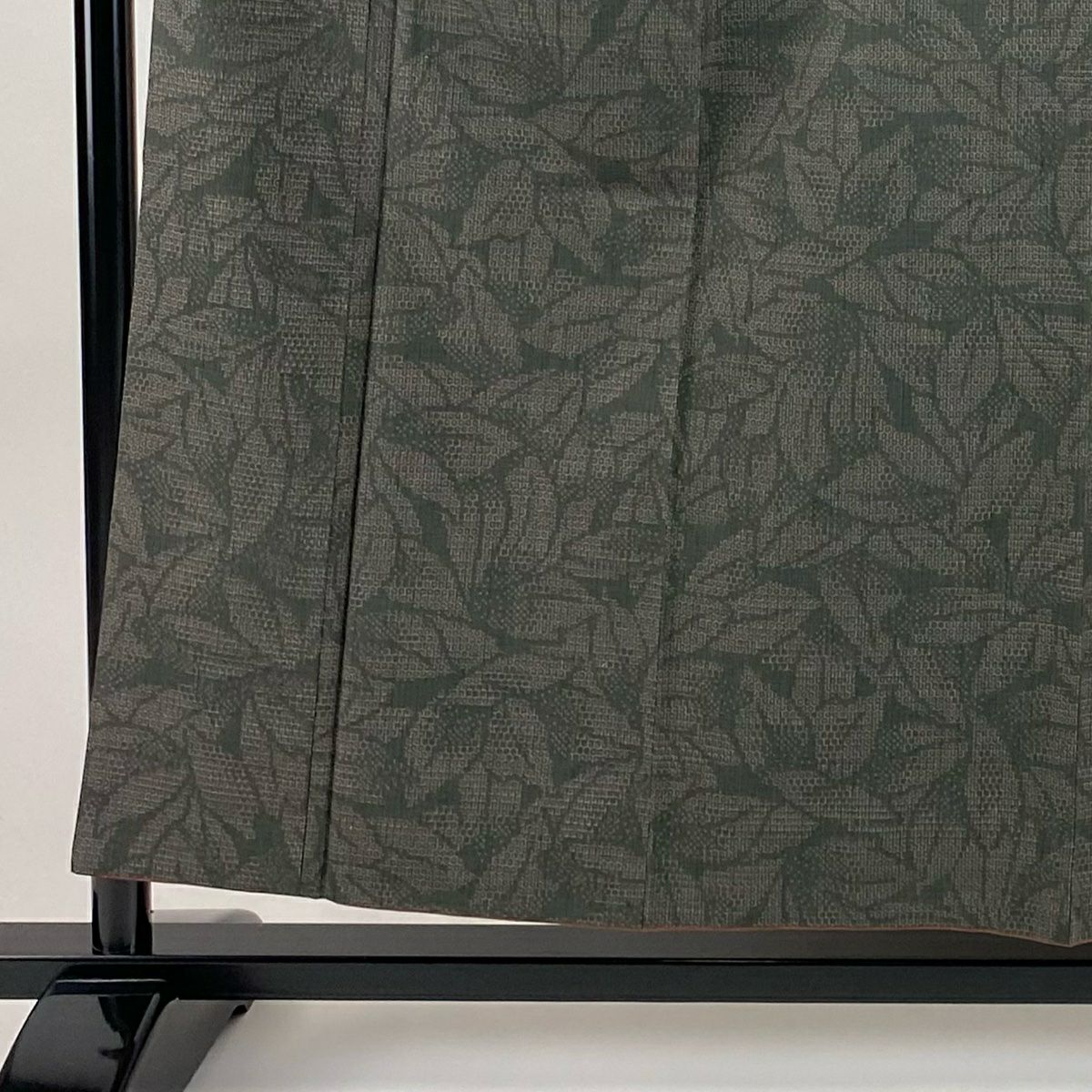 【美品】 紬織 身長156cm 袖長62cm S 雙層 花 龜甲絣 灰綠 純蠶絲 秀品級