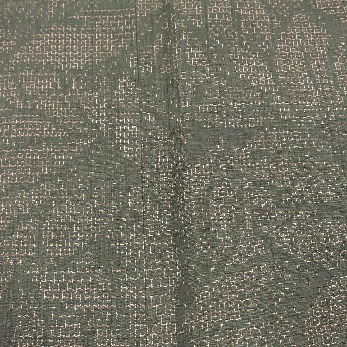 【美品】 紬織 身長156cm 袖長62cm S 雙層 花 龜甲絣 灰綠 純蠶絲 秀品級