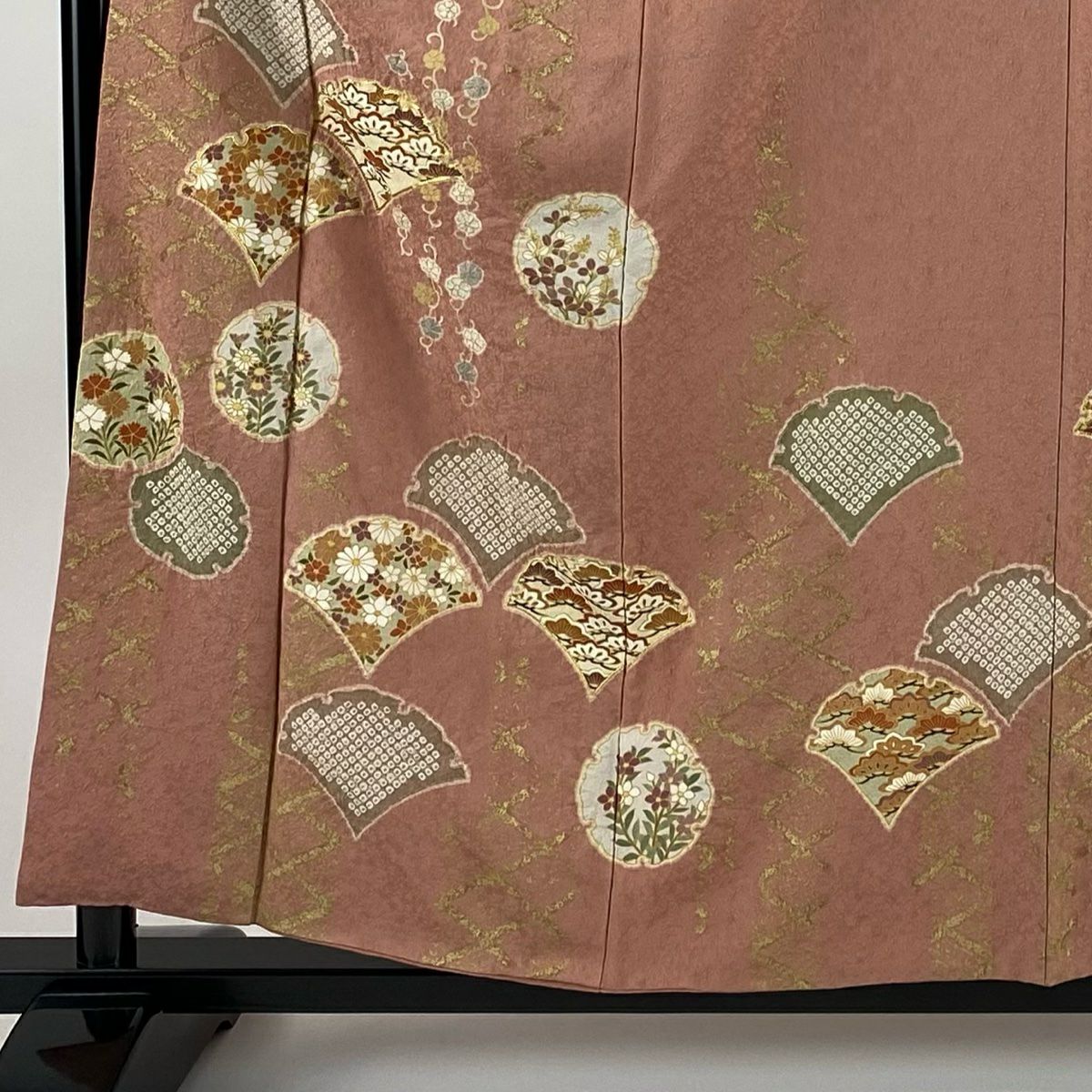 訪問服 身長158.5cm 袖長62cm S 雙層 TOKI志すい 落款あり 雪輪 草花紋 金絲 金銀彩 粉紅 純蠶絲 優品級