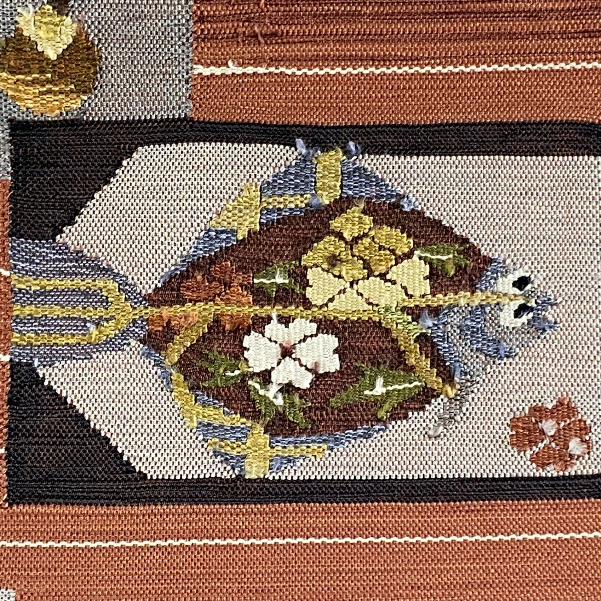 【美品】 袋帶 秀品級 八寸名古屋帶 平目 生物 紅茶 純蠶絲