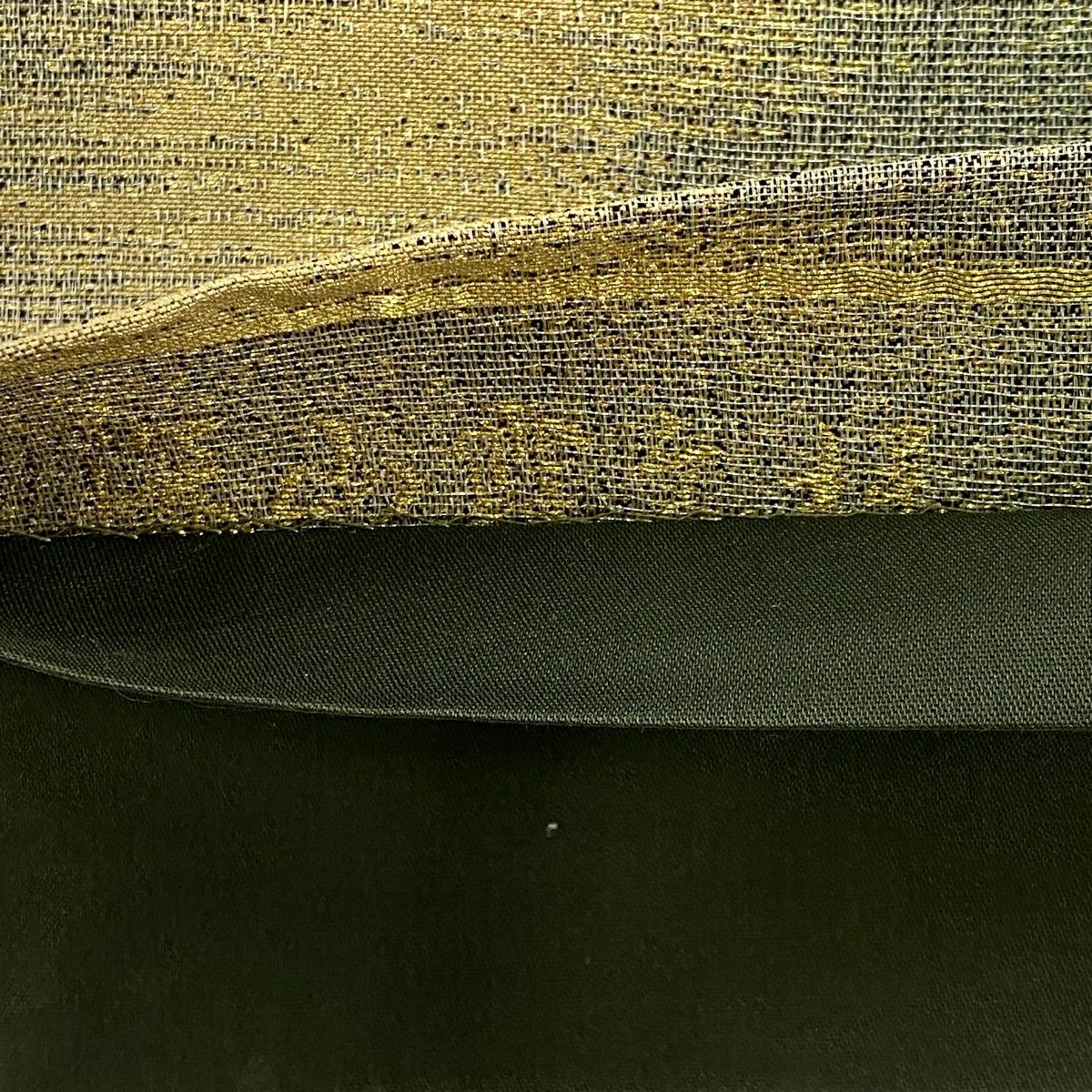 【美品】 袋帶 秀品級 霞 金銀糸 灰綠 六通 純蠶絲