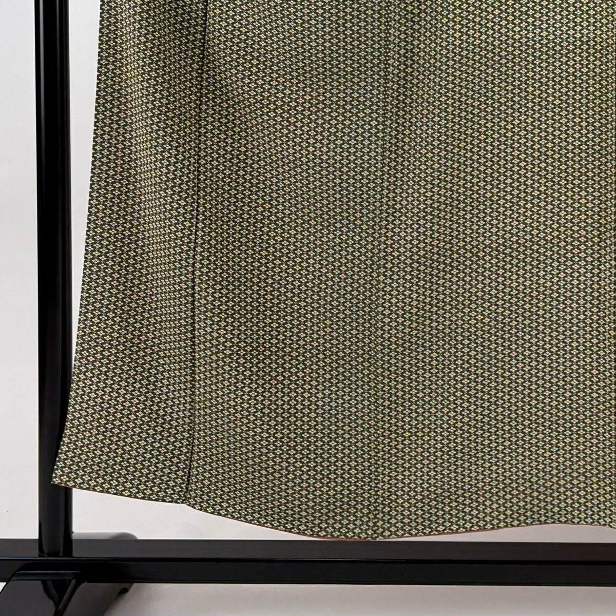 小紋 身長153.5cm 袖長62.5cm S 雙層 菱 茶綠 純蠶絲 優品級