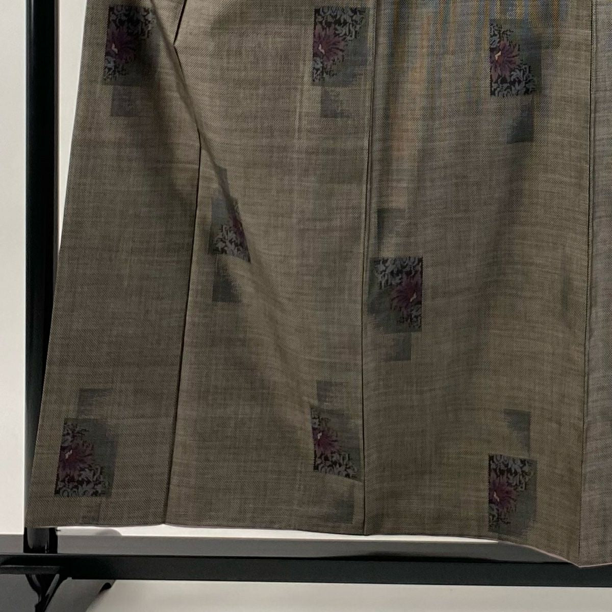 【美品】 紬織 身長157cm 袖長61cm S 雙層 草花紋 茶 純蠶絲 秀品級