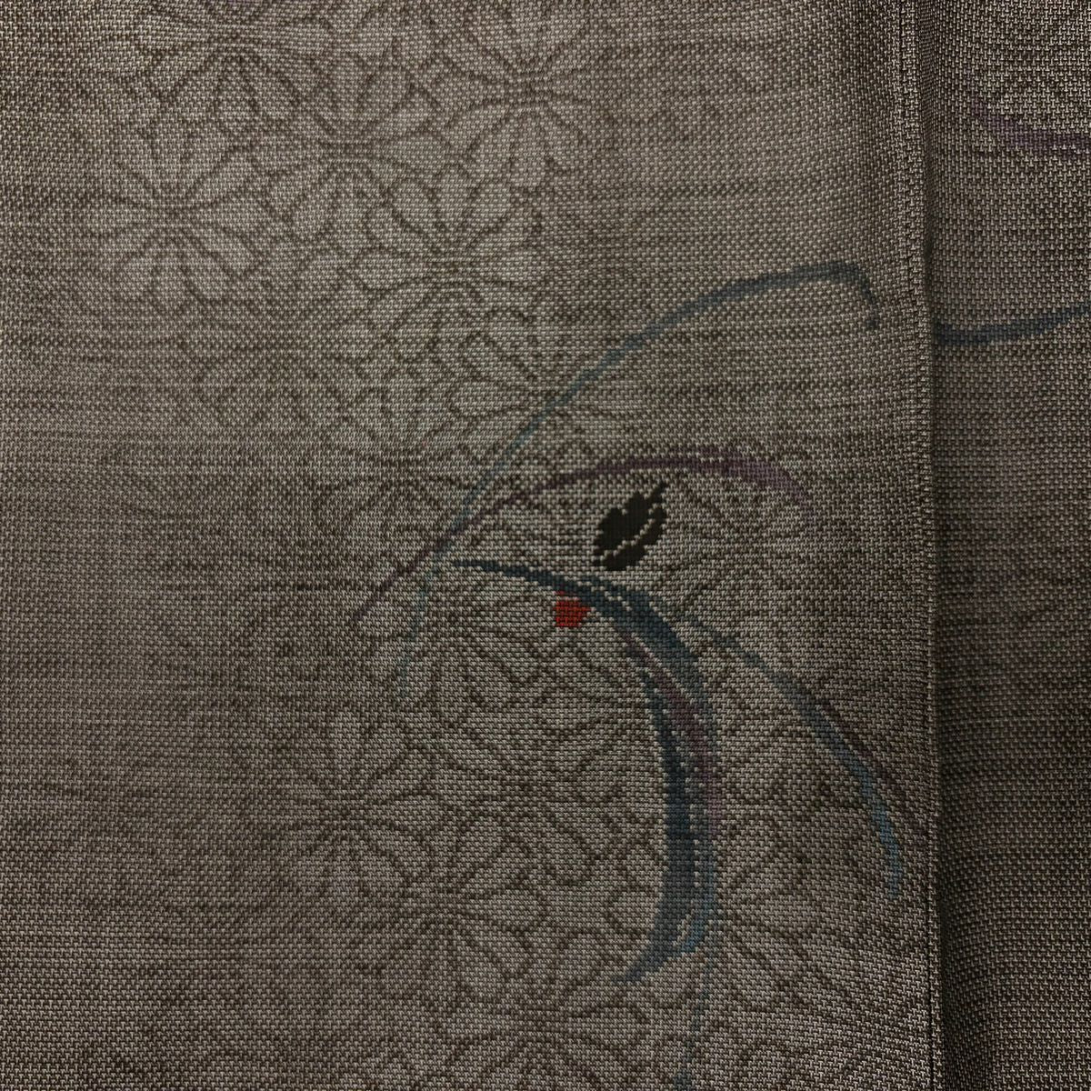 【美品】 紬織 身長152.5cm 袖長62cm S 雙層 葉花 焦茶 純蠶絲 秀品級
