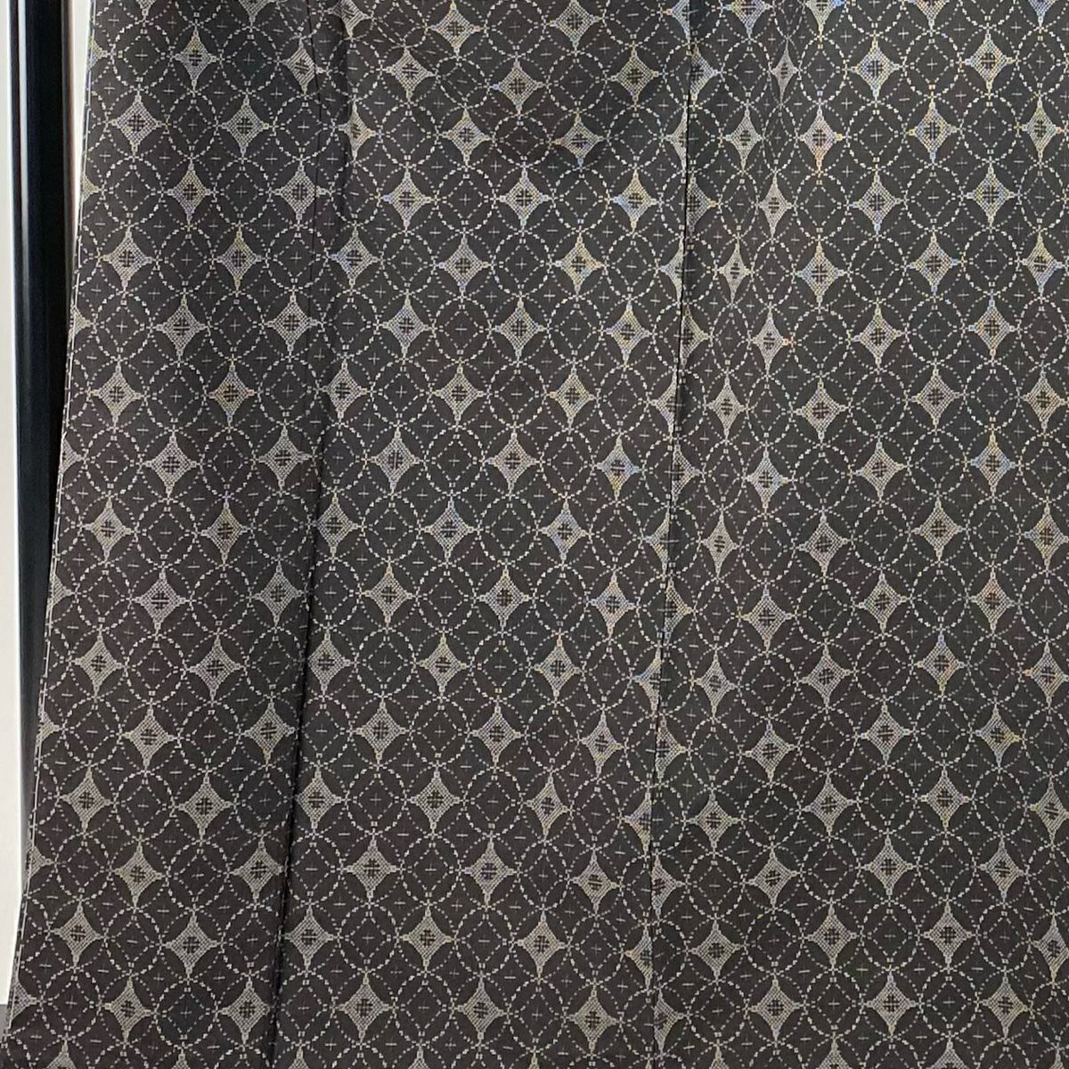 【美品】 紬織織 身長160cm 袖長63.5cm S 雙層 七寶紋 焦茶 純蠶絲 名品級