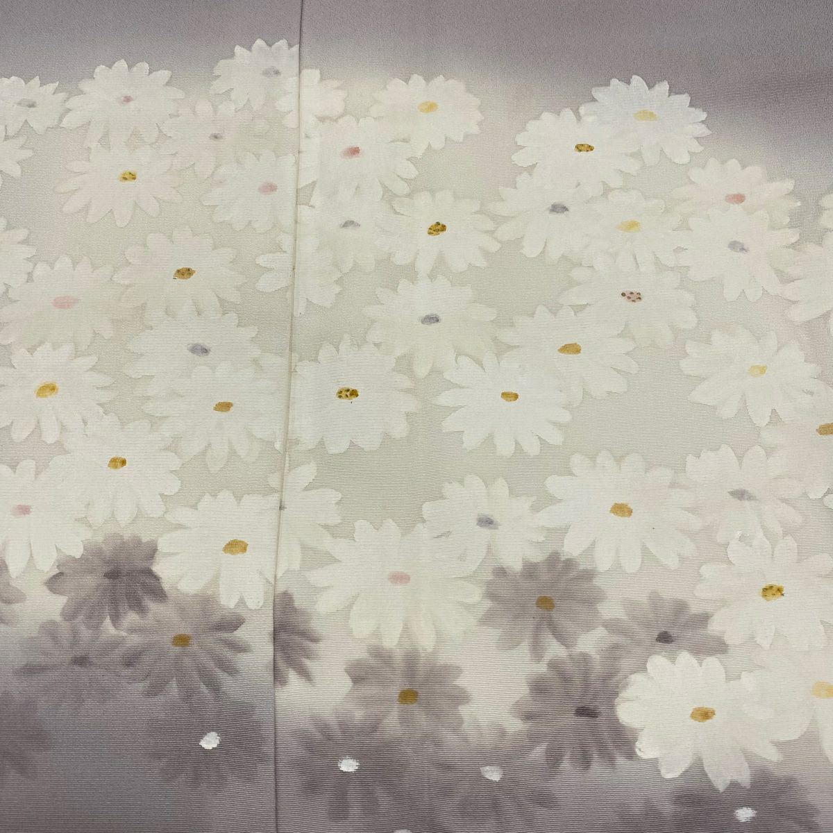 訪問服 身長161.5cm 袖長63.5cm S 雙層 落款あり 菊花 梅花 漸層 金銀彩 灰紫 純蠶絲 優品級