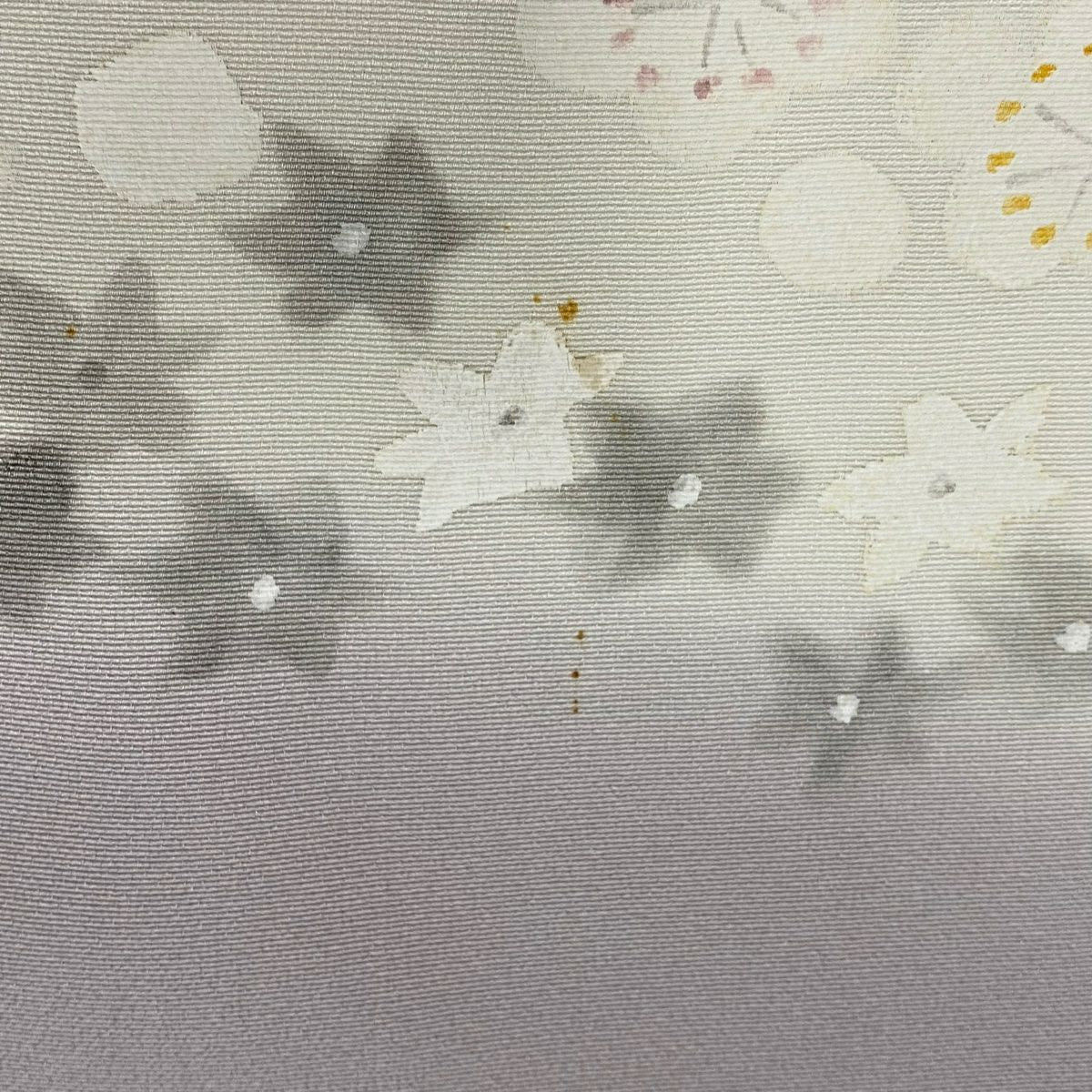 訪問服 身長161.5cm 袖長63.5cm S 雙層 落款あり 菊花 梅花 漸層 金銀彩 灰紫 純蠶絲 優品級