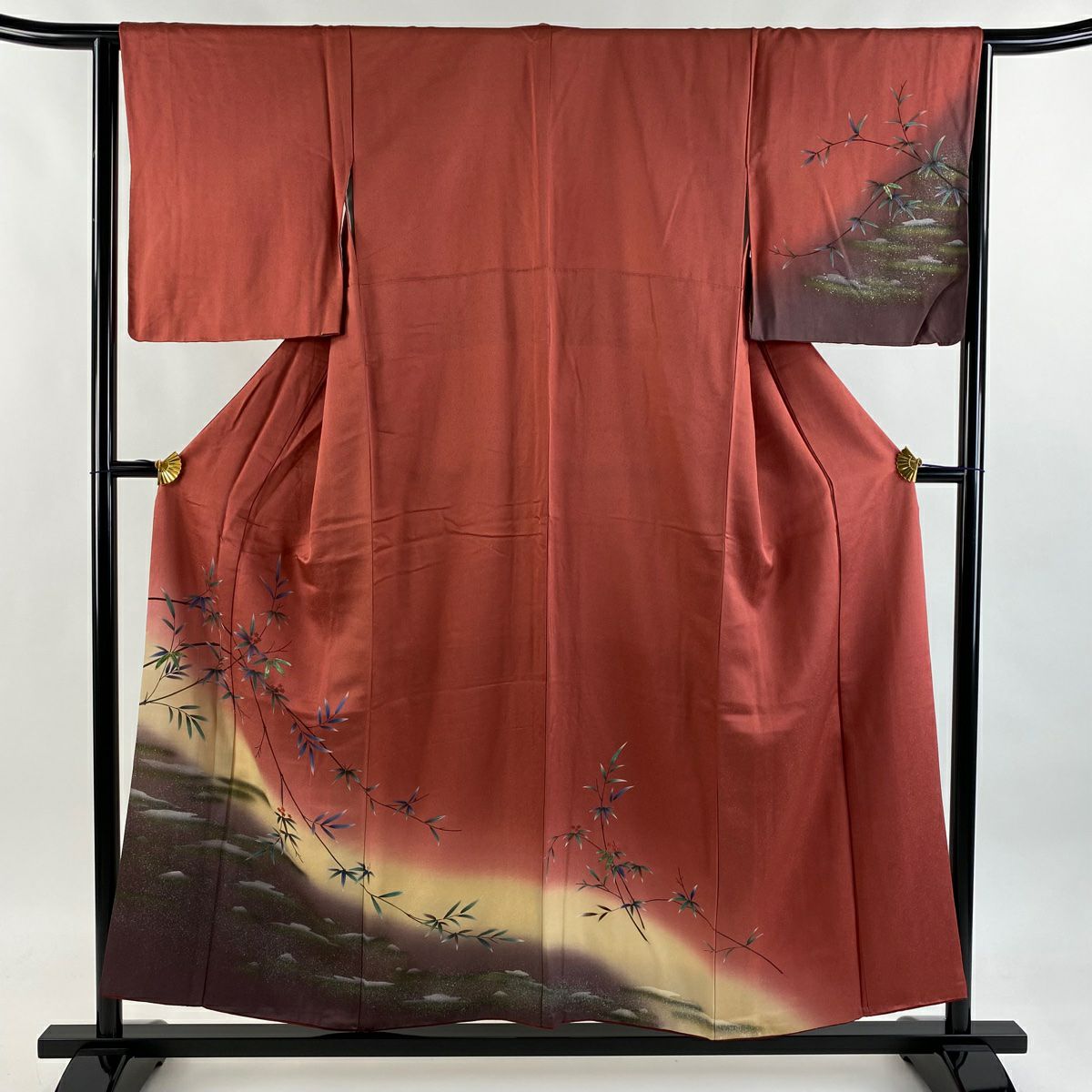 訪問服 身長154.5cm 袖長64.5cm M 雙層 笹霞 金銀彩 漸層 粉色 純蠶絲 優品級