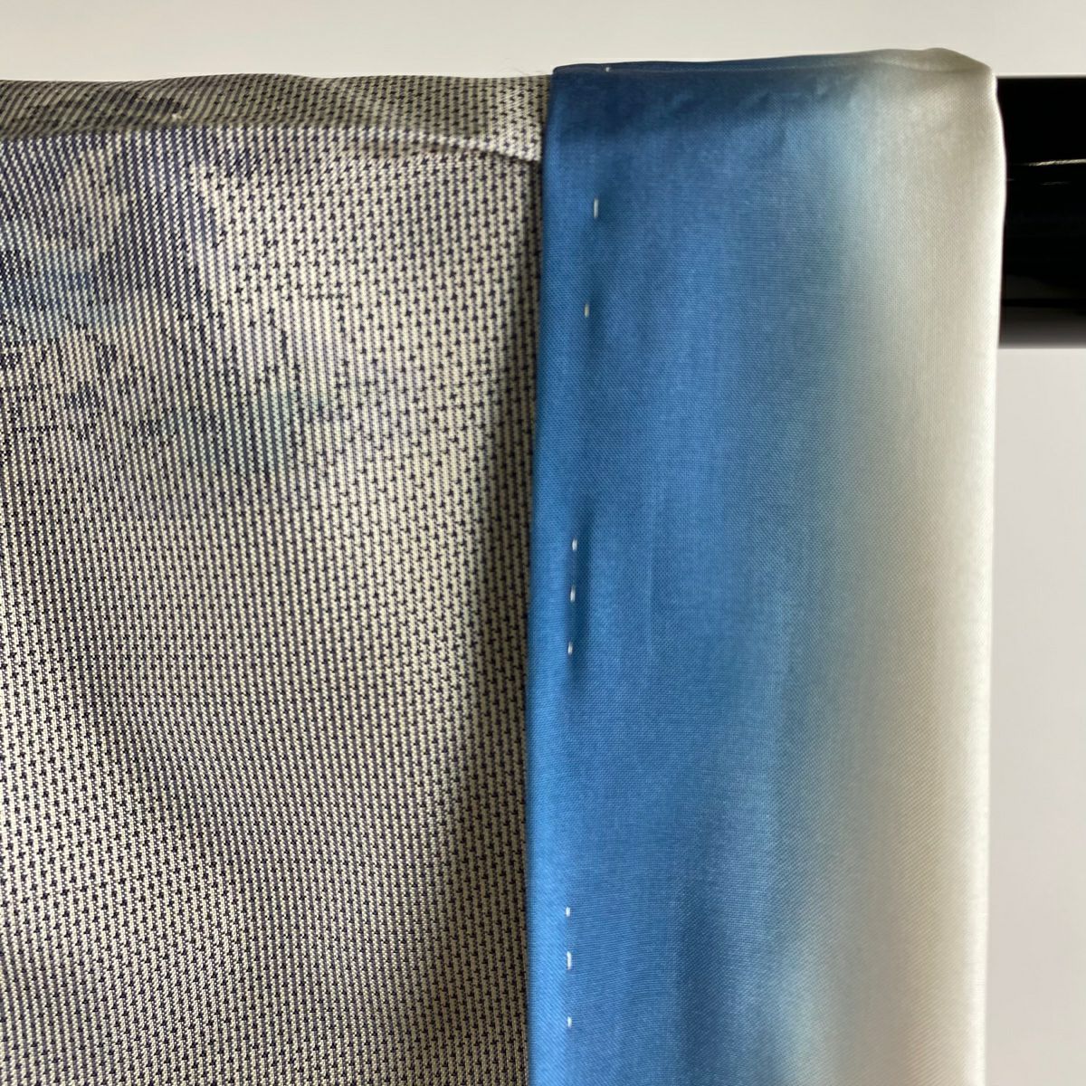 大島紬織 身長154cm 袖長62cm S 雙層 證書齊全 家屋 樹木 灰 純蠶絲 逸品級