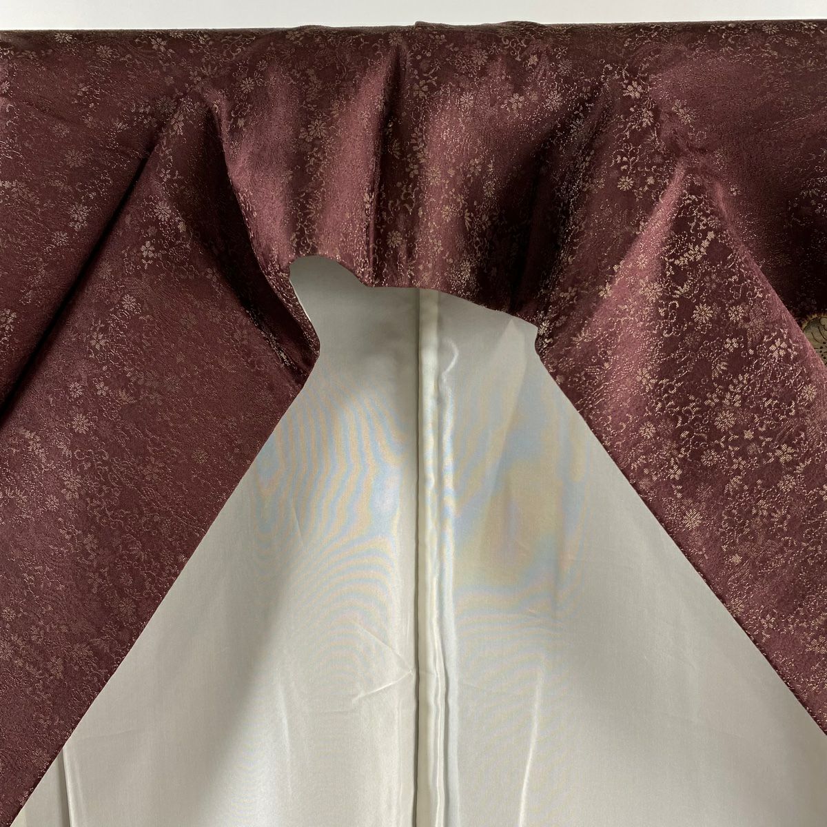 【美品】訪問服 身長157cm 袖長64cm M 雙層 德永憲峯 落款あり 辻花染 金通し 金銀彩 茶紫 純蠶絲 逸品級