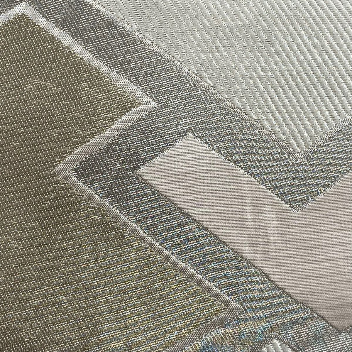 袋帶 秀品級 川島織物 附落款 幾何學 金銀彩 刺繡 粉米色 六通 純蠶絲